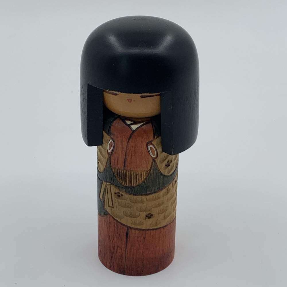 Vintage Creative Sosaku Kokeshi by Master Kisaku Intricately Carved Signed 5.25"